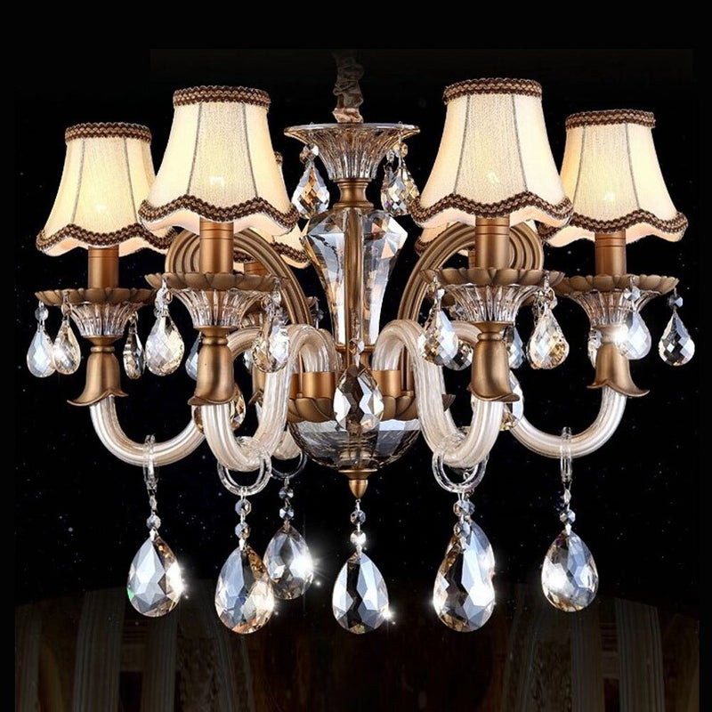 Fuloon Clip on Chandelier Lamp Shades, 3.14x5.51x4.72 in, Small Sconce Shades for Candelabra Bulbs, European/French Country Style(6 Pack, Golden) - Image 2